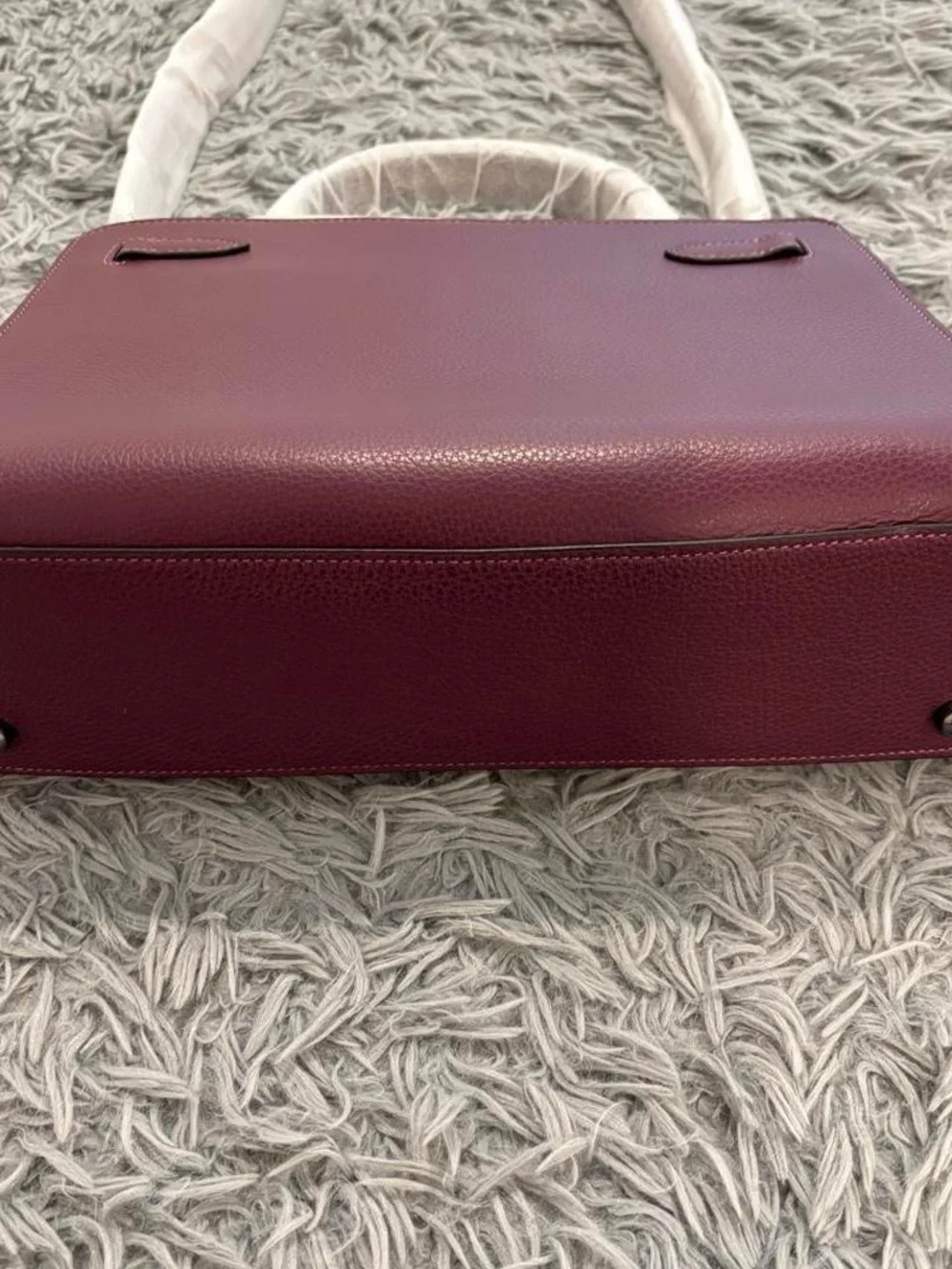 Coach Lane Carryall Top Handle Bag Satchel Tote Pebble Leather Boysenberry C8211